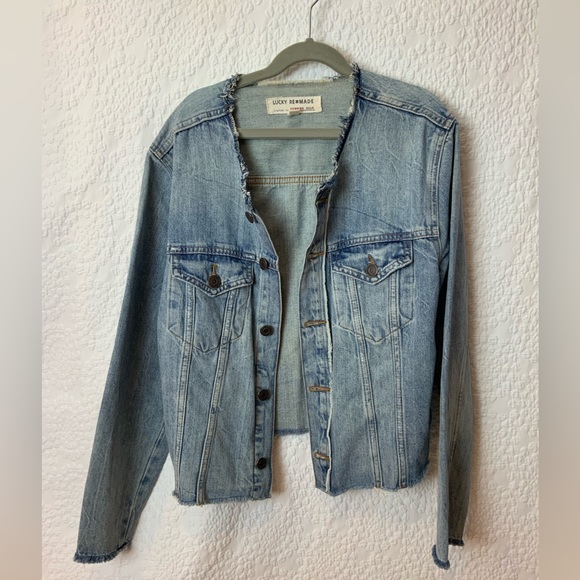 Veste En Jean Longue Déchirée Lucky Brand - Femme Taille M - Bleu - Occasion